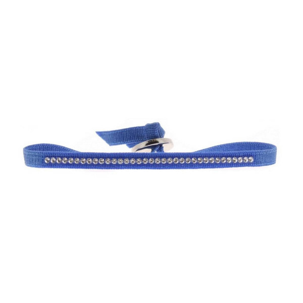 Bracelet Les Interchangeables A36213 - Bracelet Tissu Bleu Cristaux de haute qualité Femme