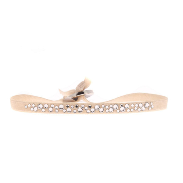 Bracelet Les Interchangeables A36382 - Bracelet Tissu Beige Cristaux de haute qualité Femme