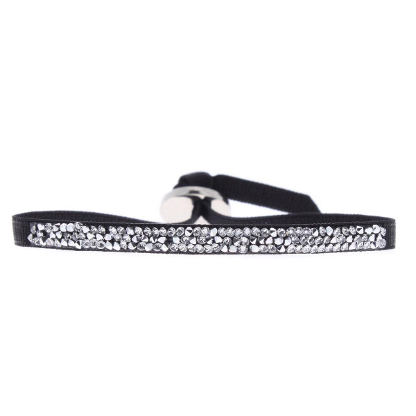 Bracelet Les Interchangeables A37032 - Bracelet Tissu Noir Cristaux de haute qualité Femme