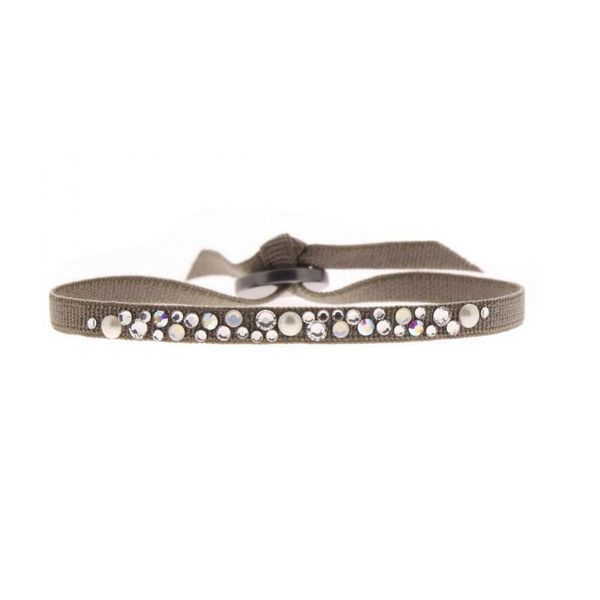 Bracelet Les Interchangeables A37678 - Bracelet Tissu Marron Cristaux de haute qualité Femme