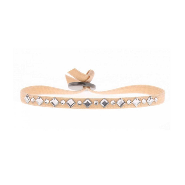 Bracelet Les Interchangeables A37782 - Bracelet Tissu Beige Cristaux de haute qualité Femme