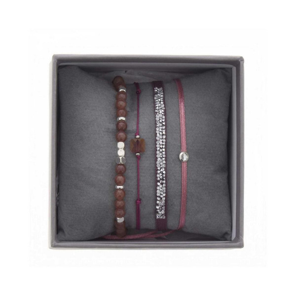 Bracelet Les Interchangeables A38639 - Bracelet Tissu Rose Cristaux de haute qualité Femme