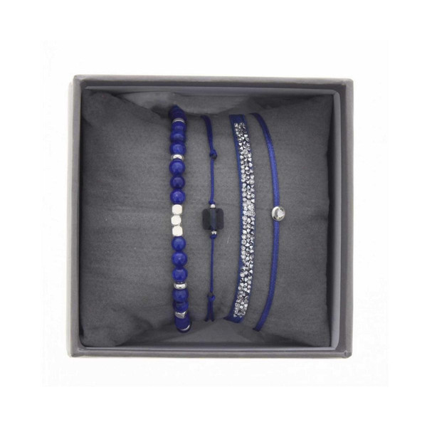 Bracelet Les Interchangeables A38642 - Bracelet Tissu Bleu Cristaux de haute qualité Femme