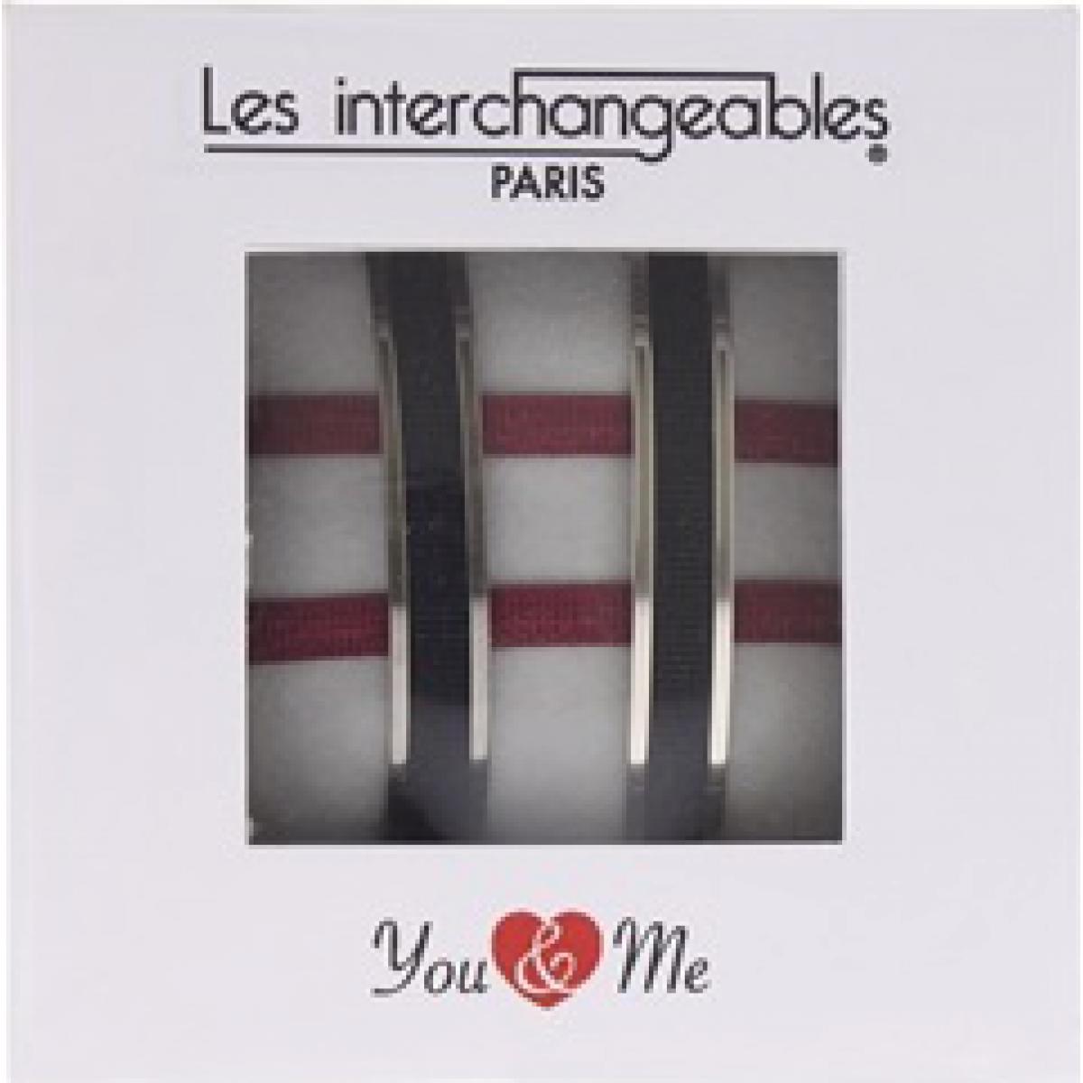 Coffret Les Interchangeables A47681 - Jonc Et Ruban You And Me Ornements Palladium / Cristal Femme