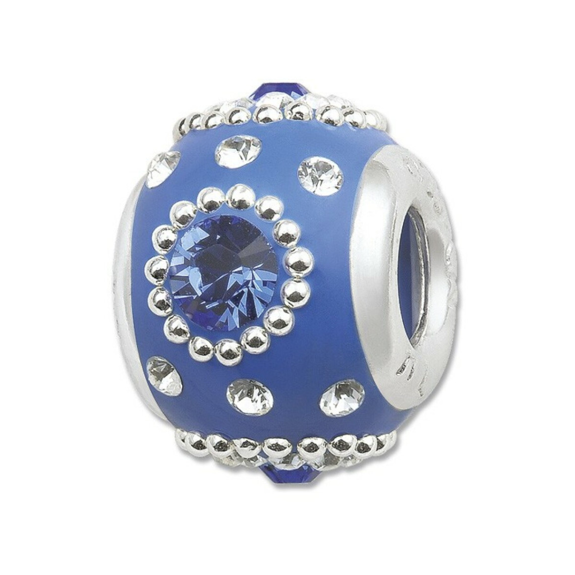 Perle argent et émail bleu incrustée de zircons et perles  AM61264