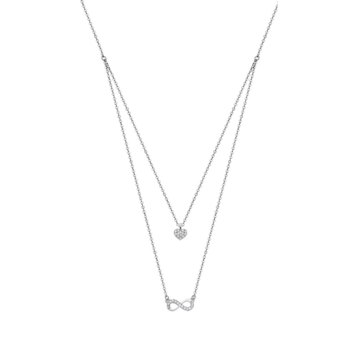 collier et pendentif lotus silver trendy lp1680-1-3 - collier et pendentif  argent double chaine c?ur et infini   femme