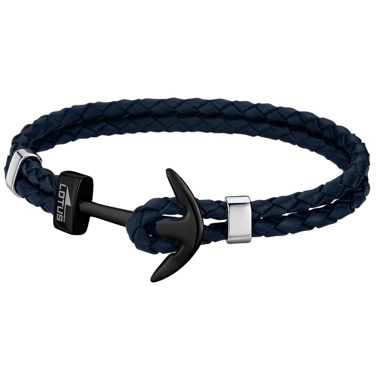 Promo : Bracelet Lotus Style LS1832-2-7 - Bracelet Urban Man Double Tressés Bleu Ancre Noir Homme