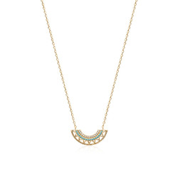Collier femme plaqué or turquoise serti griffe - UWZWUV45