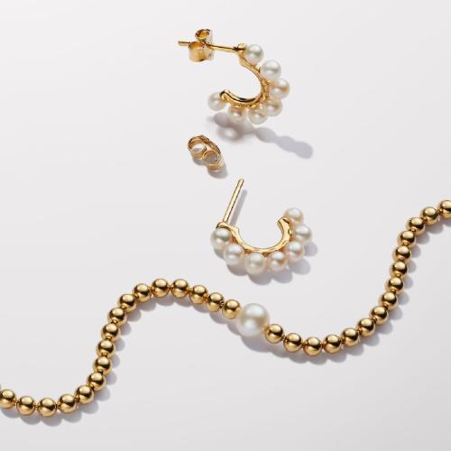 Bracelet Perle de Culture et Sphères doré à l'or fin femme avec perle et zircone