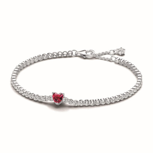 Pandora - Bracelet Rivière Cœur Scintillant Rouge - Bracelet Femme