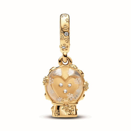 Pandora - Charm Pendant Boule de Neige Cœur et Flocon - Bijoux Femme - Cadeau de Noel