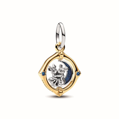 Pandora - Charm Pendant Disney Mickey et Minnie Lune Pivotante Bimatière - Bijoux Femme - Cadeau de Noel