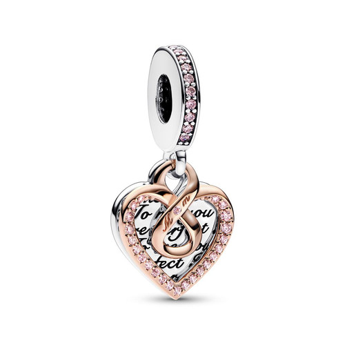 Pandora - Charm Pendant Double Cœur de l’Infini Bimatière - Bijoux Coeur