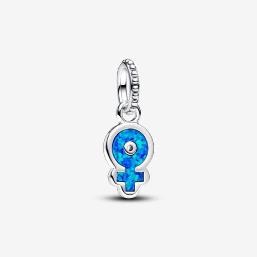 Pandora - Powerful women sterling silver dangle with blue lab-created opal - Bijoux Dores