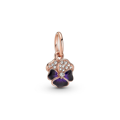 Pandora - Charm pendant Pandora Moments fleur violette & strass scintillant - Bijoux en Or