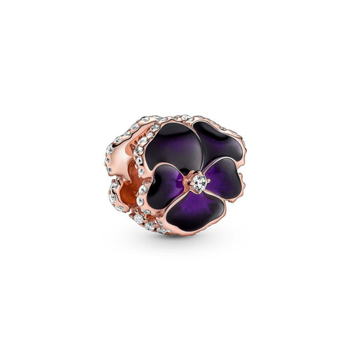 Pandora - Charm Pandora Moments fleur violette & strass scintillant - Bijoux en argent femme