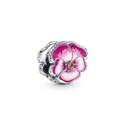 Pandora - Charm Pandora Moments floral rose & strass scintillant - Charms Pandora