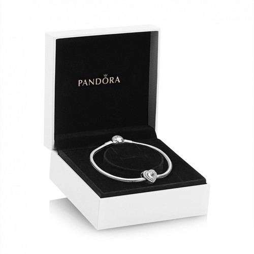 Coffret Cadeau Bracelet Maille Serpent avec Charm Cœurs Nivelés Pandora Icons