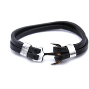 Bracelet Redskins 285122 - Bracelet Ancre Noir Cuir Homme
