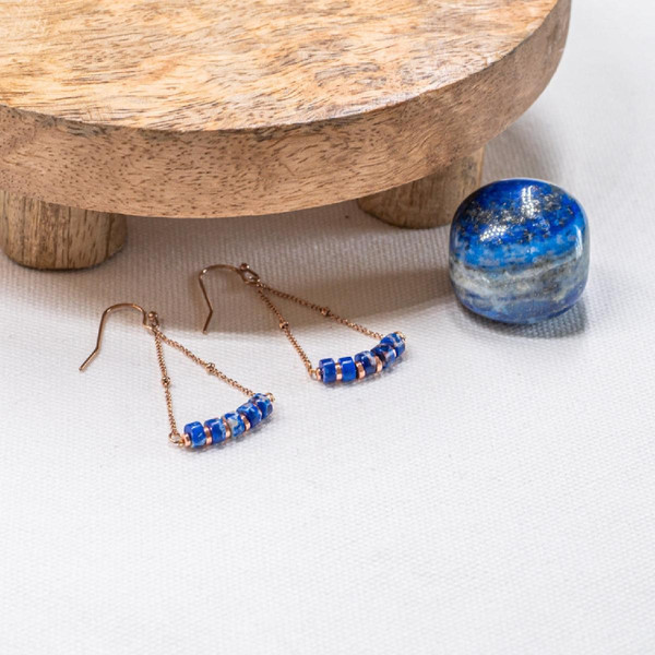 Boucles oreilles Sloya  Piana en pierres  Lapis-lazuli