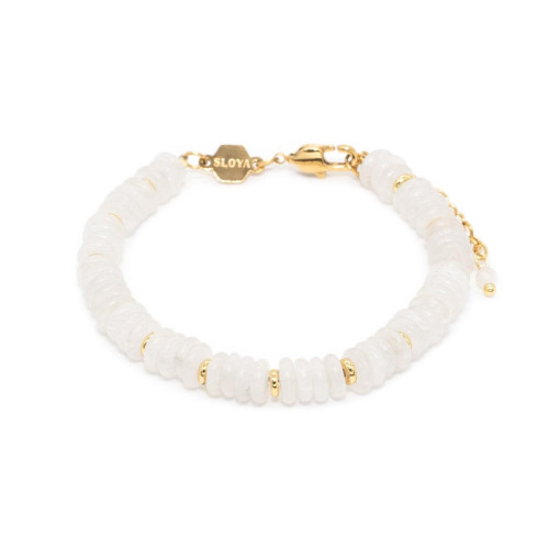 Sloya - Bracelet Blima en pierres Jade blanche - Bijoux Blancs