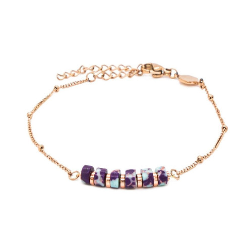 Sloya - Bracelet Femme Sloya  Piana en pierres Jaspe - Bijoux Violets