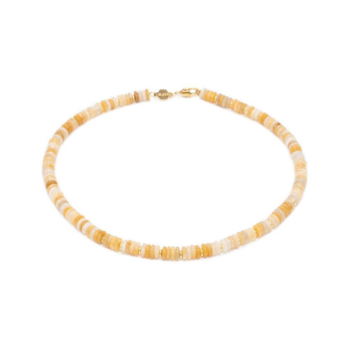 Sloya - Collier Blima en pierres Jade jaune - Bijoux Acier