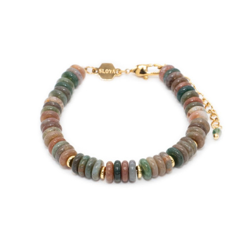 Sloya - Bracelet Blima en pierres Agate Indienne - Bijoux Acier Femme