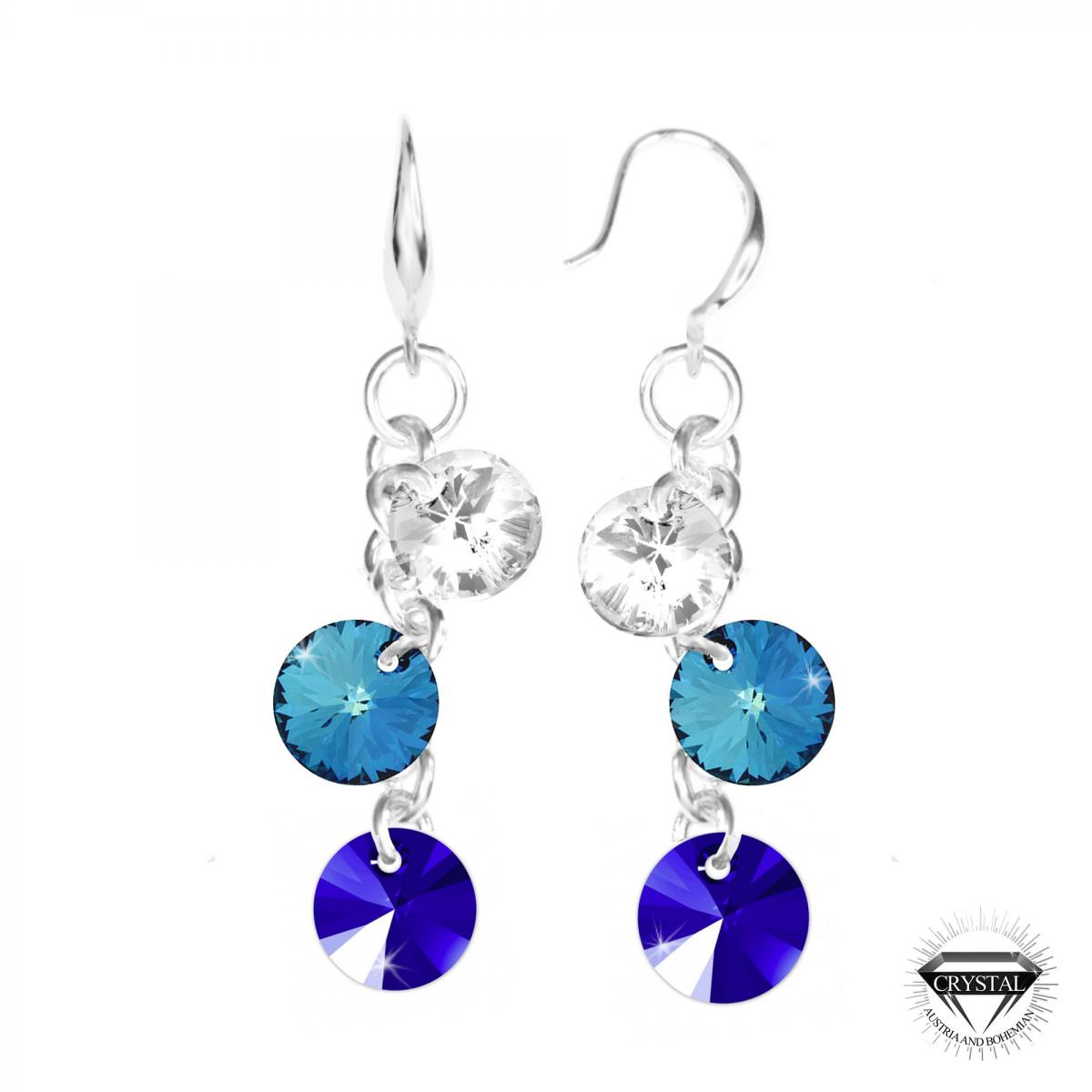 Promo : Boucles d'oreilles So Charm cristal bleu - Boucles d'oreilles Femme