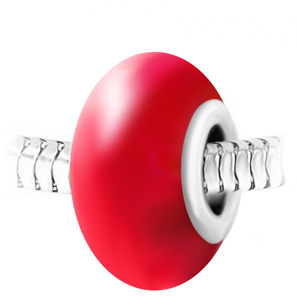 Promo : Charm perle verre rouge et acier par SC Crystal BEA0001