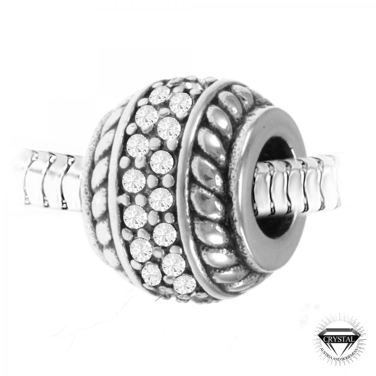 Promo : Charm perle orné de cristaux de Bohème et acier par SC Crystal BEA0201