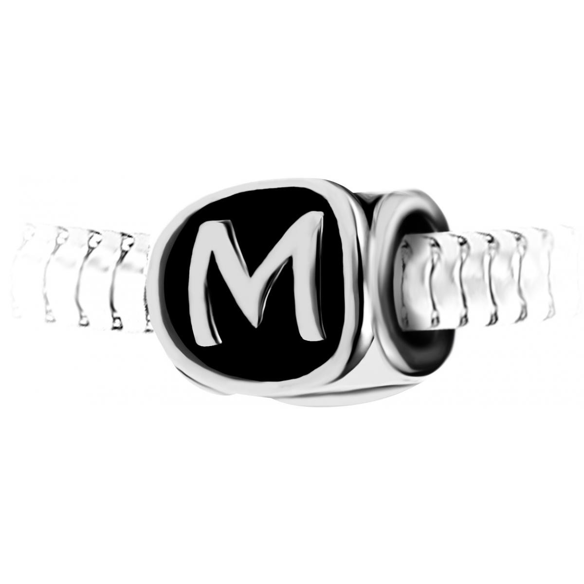 Promo : Charm perle lettre M en acier par SC Crystal BEA0269-M