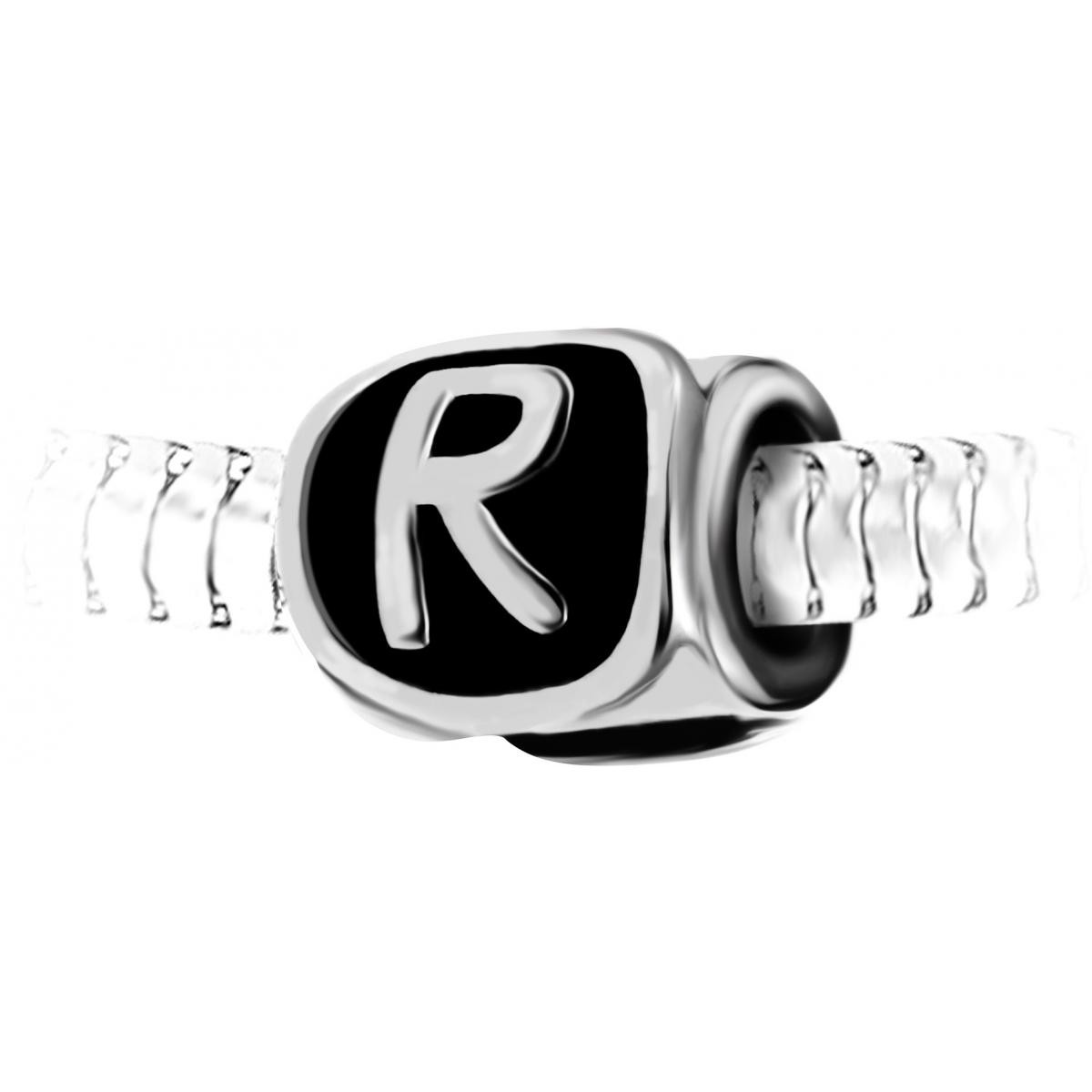 Promo : Charm perle lettre R en acier par SC Crystal BEA0269-R