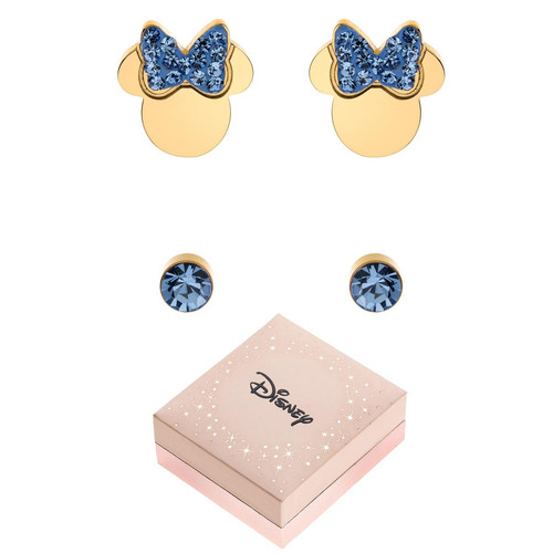 Lot de 2 paires de boucles d'oreilles Fille Disney ornées de Cristaux scintillants - Minnie