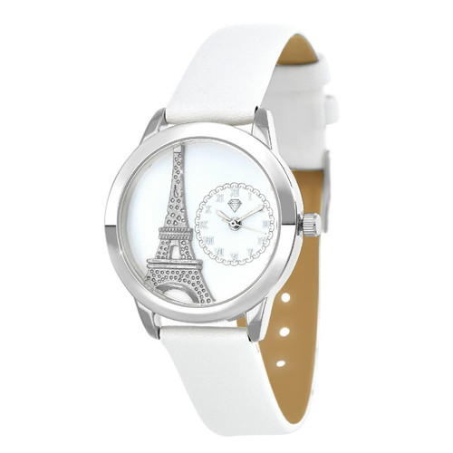 So Charm Montres - Montre femme MF457-BLANC - Bracelet en Cuir Blanc - So charm montres