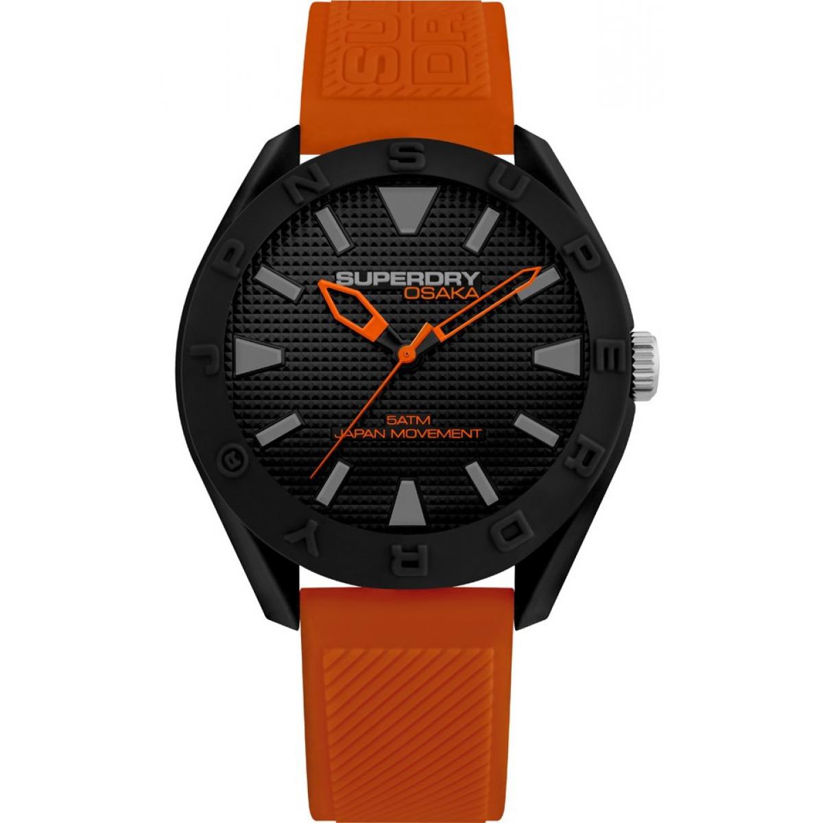 Montre Superdry SYG243OB - Osaka Bracelet Silicone Orange Boitier Silicone Noir Homme