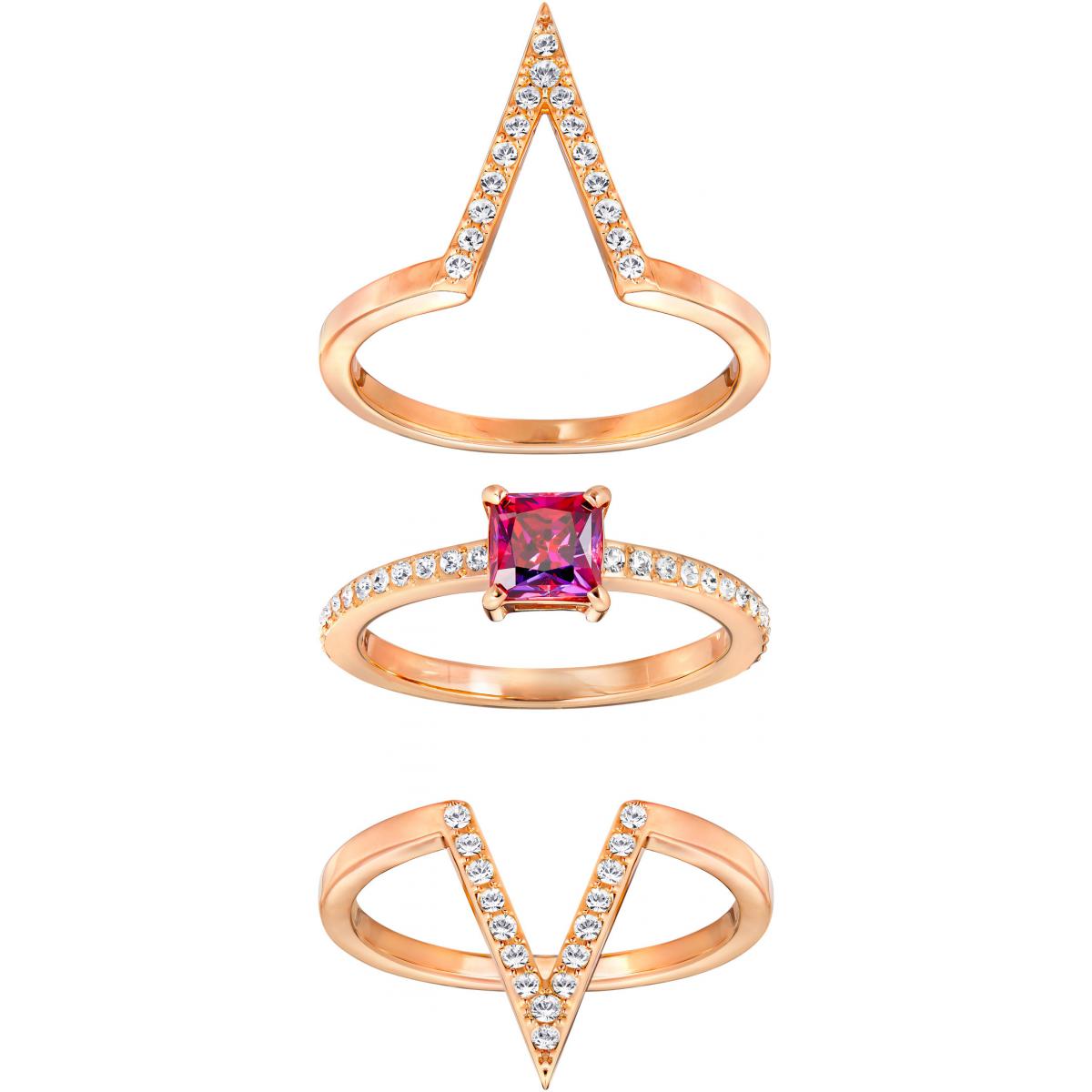 Promo : Bague Swarovski Classic Jewelry FUNK-CZRD-CRY-ROS - Bague Rouge Dorée Femme