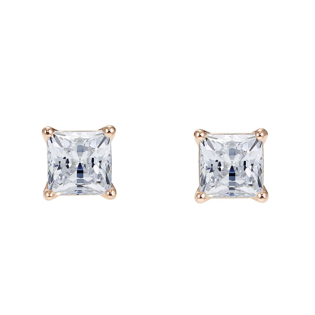 Boucles d'oreilles Swarovski 5509935 - Clous Métal Pierres en cristal étincelants carrées Femme