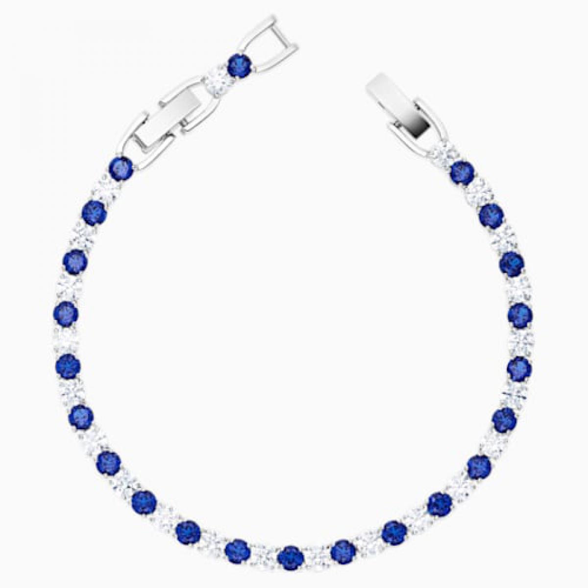 Bracelet Swarovski 5506253 - Tennis Métal Rhodié Pierres en cristal bleu  serti griffe Femme