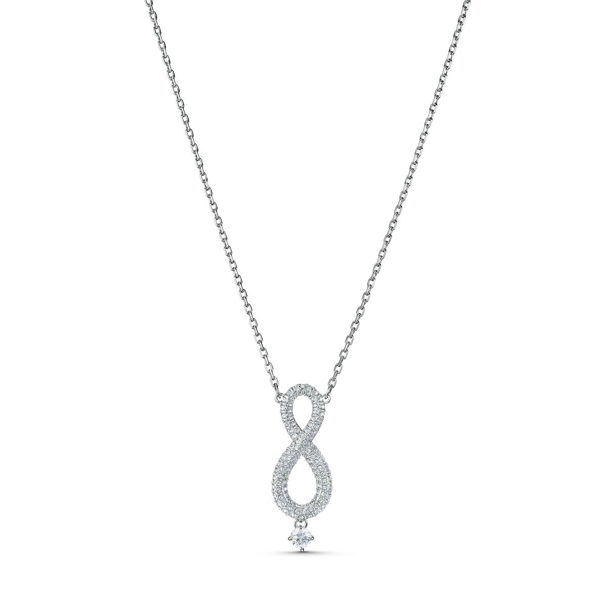 Collier Swarovski 5537966 - Collier argenté brillante pendentif infini et pierre Femme