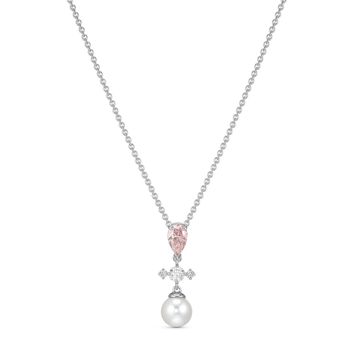 Promo : Collier Swarovski 5516591 - Collier métal blanc pendentif rose cristal clair Femme
