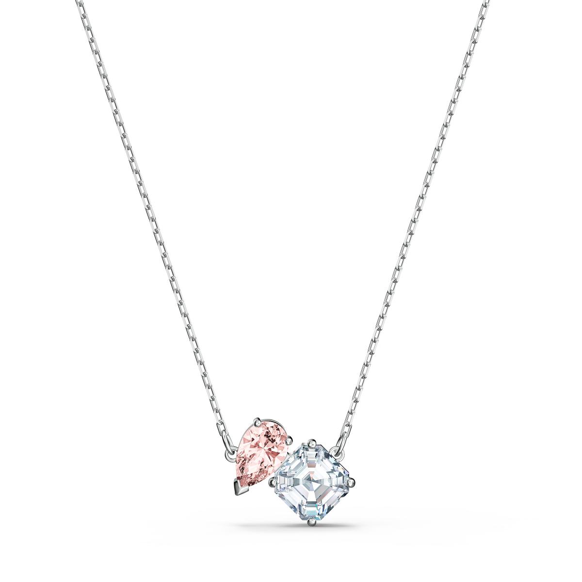 Collier Swarovski 5517115 - Collier métal rhodié blanc pendentif rose et cristal Femme