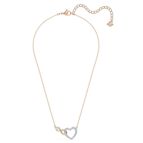 Collier Swarovski 5518865 - Collier or doré et argenté  pendentif cœur infini Femme