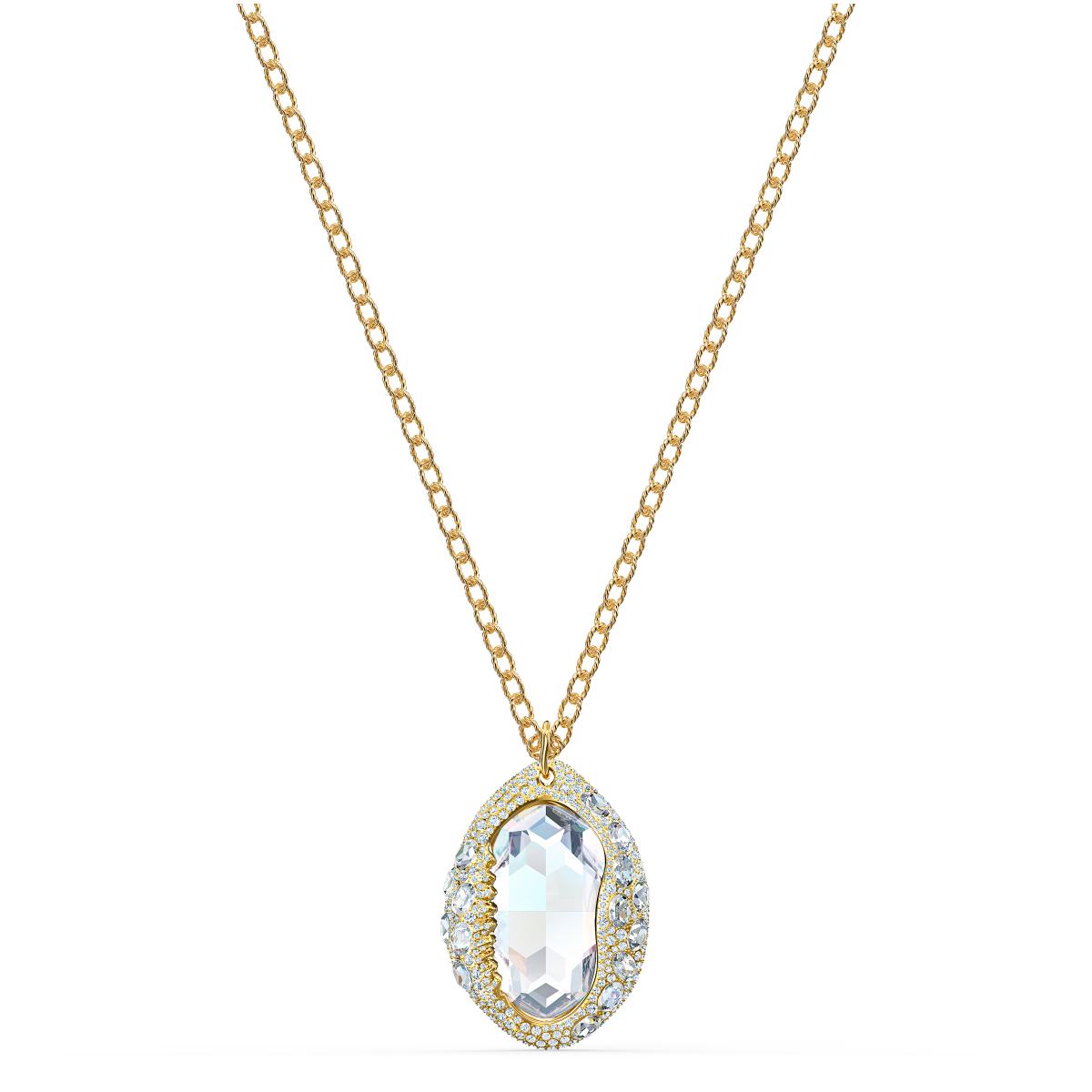 Promo : Collier Swarovski 5520668 - Collier métal rhodié or chaine cristal blanc Femme