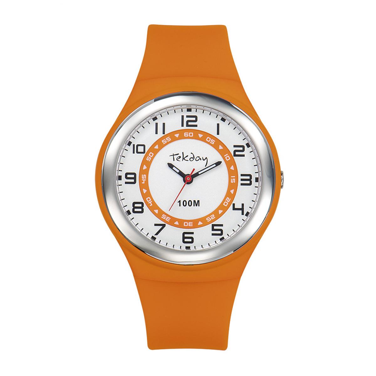 Montre Tekday 654656 - Bracelet Silicone Orange Boitier Silicone Orange Femme