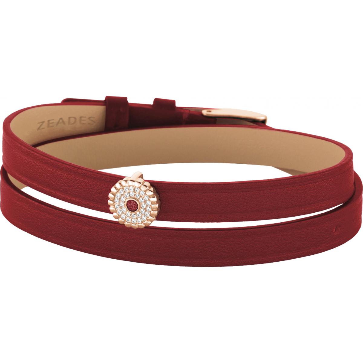 Bracelet Zeades Sbc01056 - Bracelet Cuir Rouge Cristaux Femme