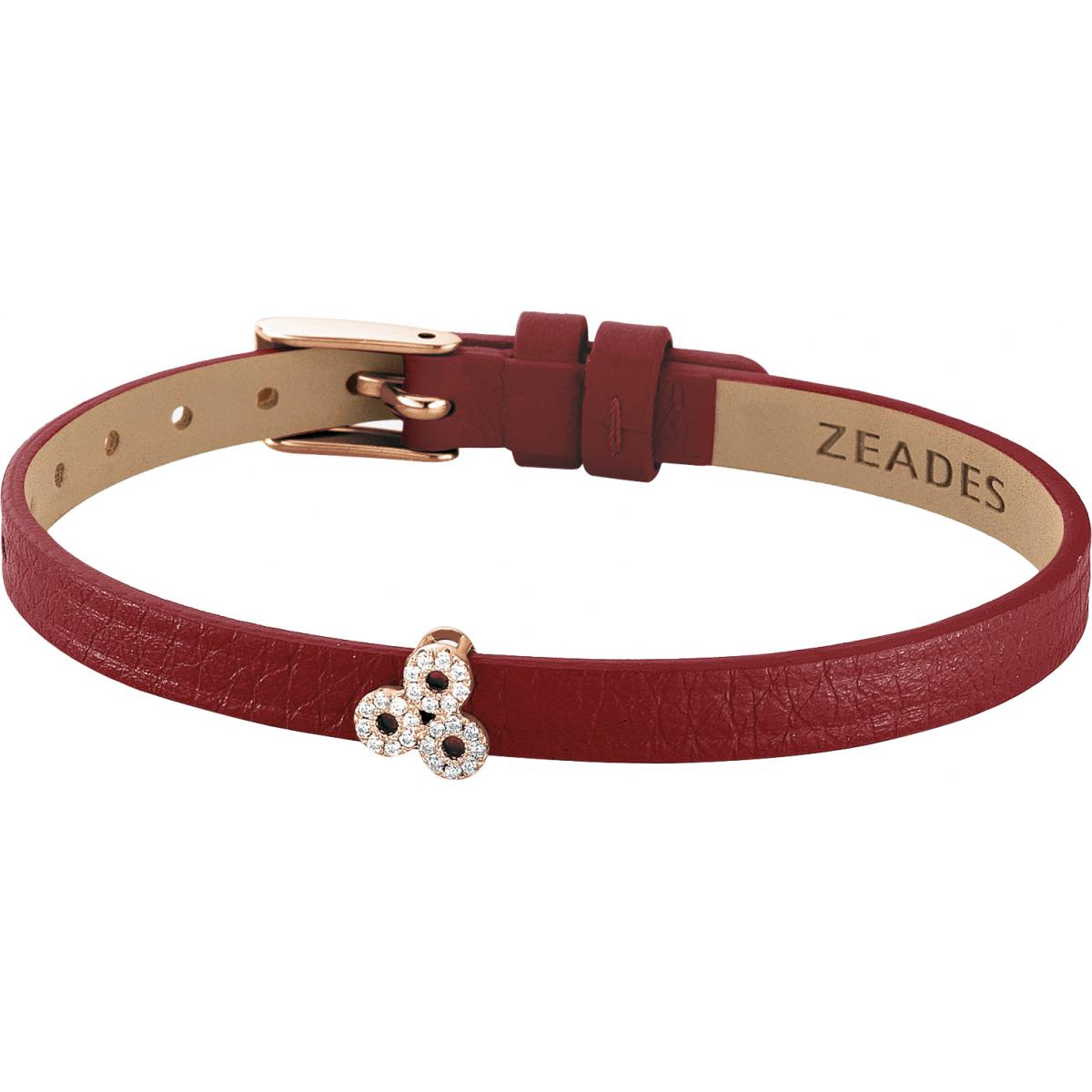 Bracelet Zeades Sbc01071 - Bracelet Or Rose Cuir Cristaux Femme