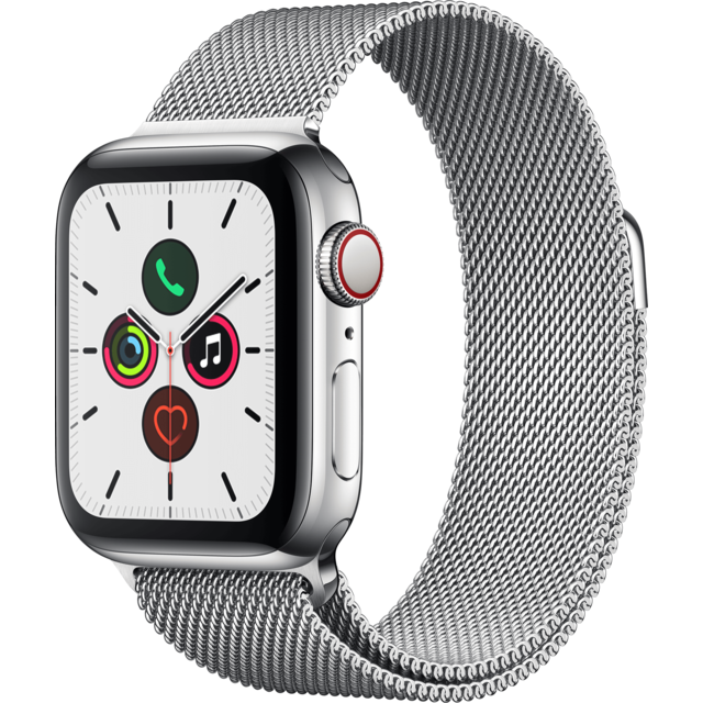 Apple - Watch 5 - 40 - Cellular - Acier / Bracelet Milanais Argent - Montre connectee homme
