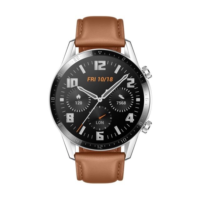Huawei - Watch GT 2 - 46 mm - Cuir marron - Montre connectee