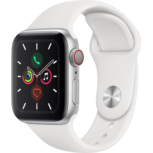 Apple - Watch 5 - 40 - Cellular - Alu argent / Bracelet Sport Blanc - Montre connectee homme